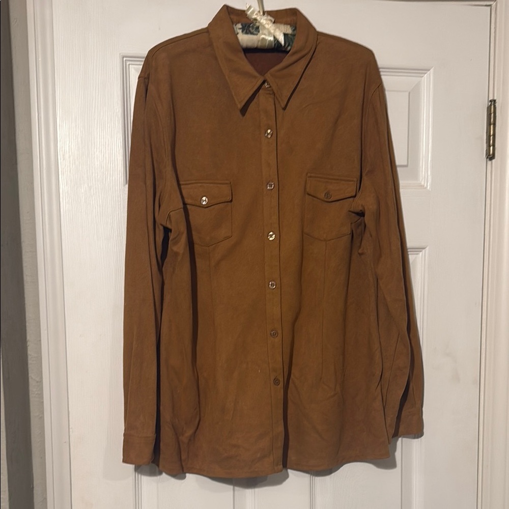 New York & Company Brown Button-Up Shirt